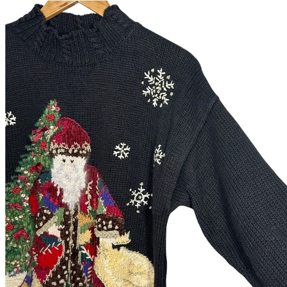 Vtg 90s Heirloom Collectibles Roll Neck Santa‎ Sweater Sz M Ugly Christmas Party - Picture 11 of 12